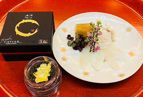 和キャビアを使った料理　Japanese dishes with caviar
