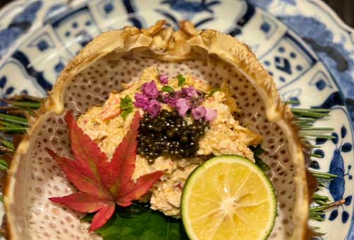 和キャビアを使った料理　Japanese dishes with caviar