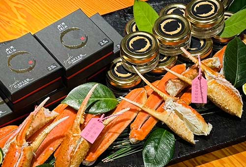 和キャビアを使った料理　Japanese dishes with caviar